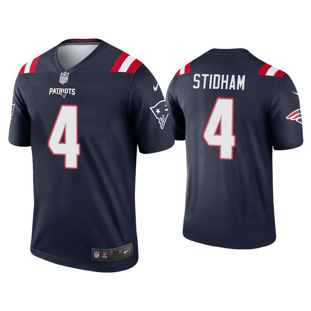 Men New England Patriots #4 Jarrett Stidham Nike Navy Inverted Legend NFL Jersey